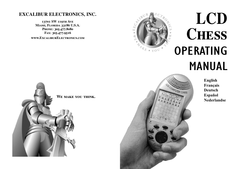 Excalibur electronic LCD CHESS User Manual | 7 pages
