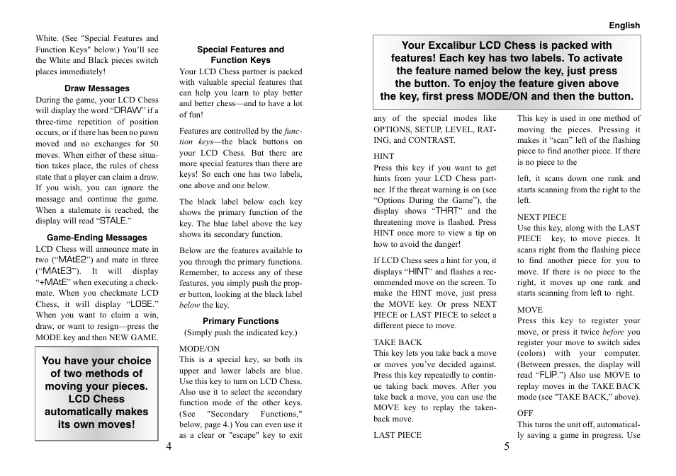 Excalibur electronic LCD CHESS User Manual | Page 3 / 7