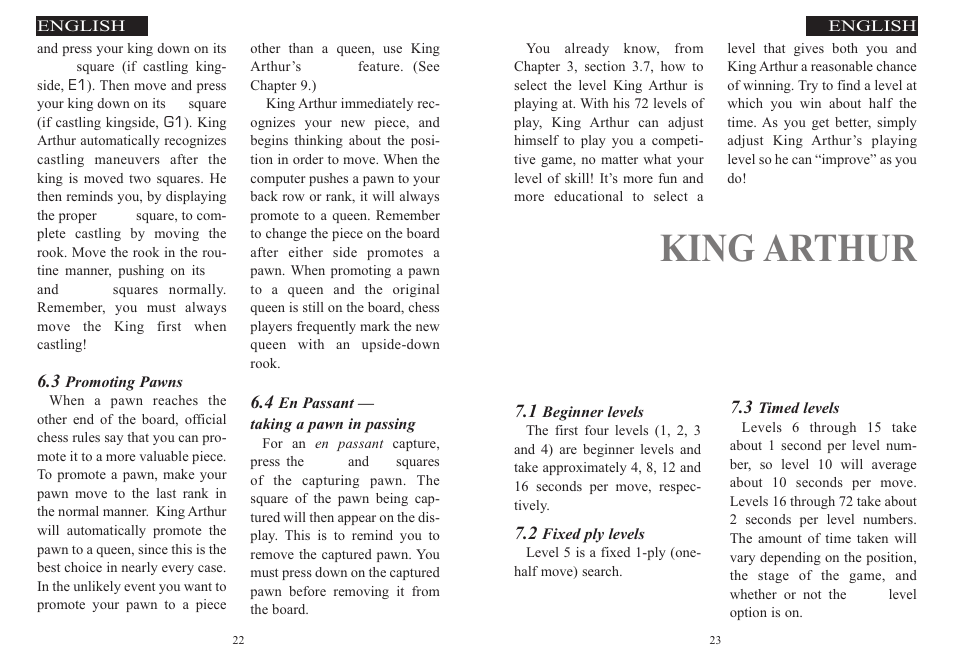 King arthur chapter 7, Too hard? too easy? all about levels | Excalibur electronic 915-W User Manual | Page 12 / 41