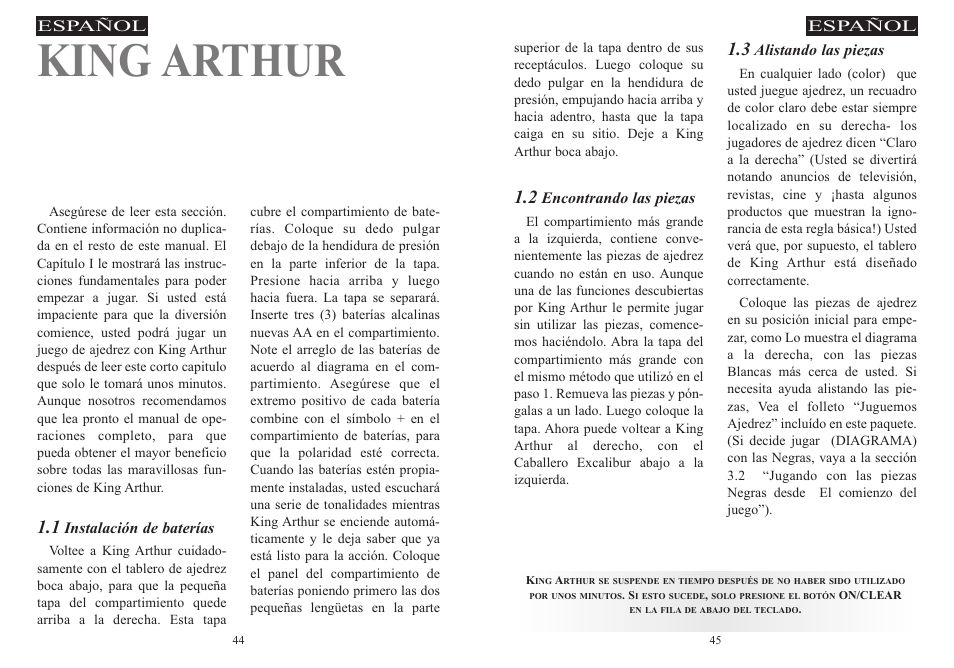 King arthur, Capitulo 1, Inicio rapido e instrucciones fundamentales | Excalibur electronic 915-W User Manual | Page 23 / 41