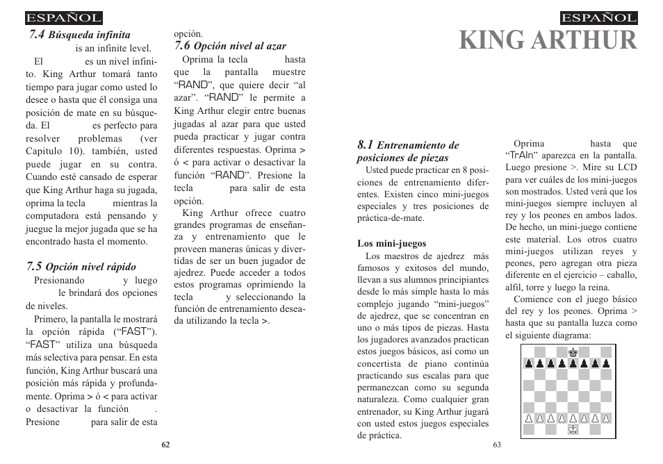 King arthur capitulo 8, Configuracion de enseñanza y entrenamiento | Excalibur electronic 915-W User Manual | Page 32 / 41