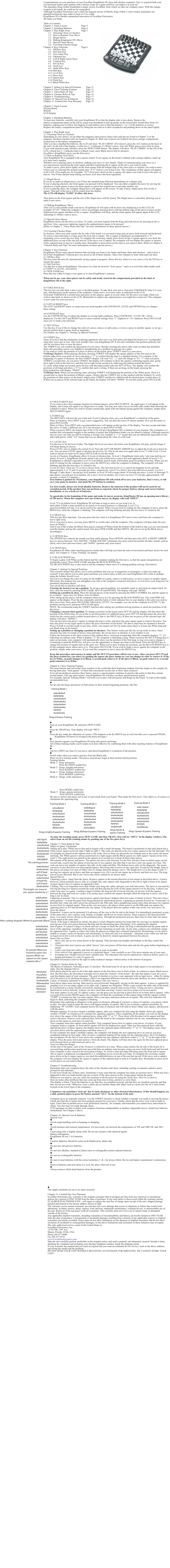 Excalibur electronic KingMaster III User Manual | 1 page