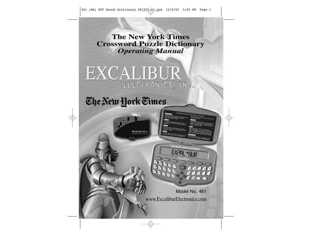 Excalibur electronic The New York Times Crossword Puzzle Dictionary 461 User Manual | 8 pages