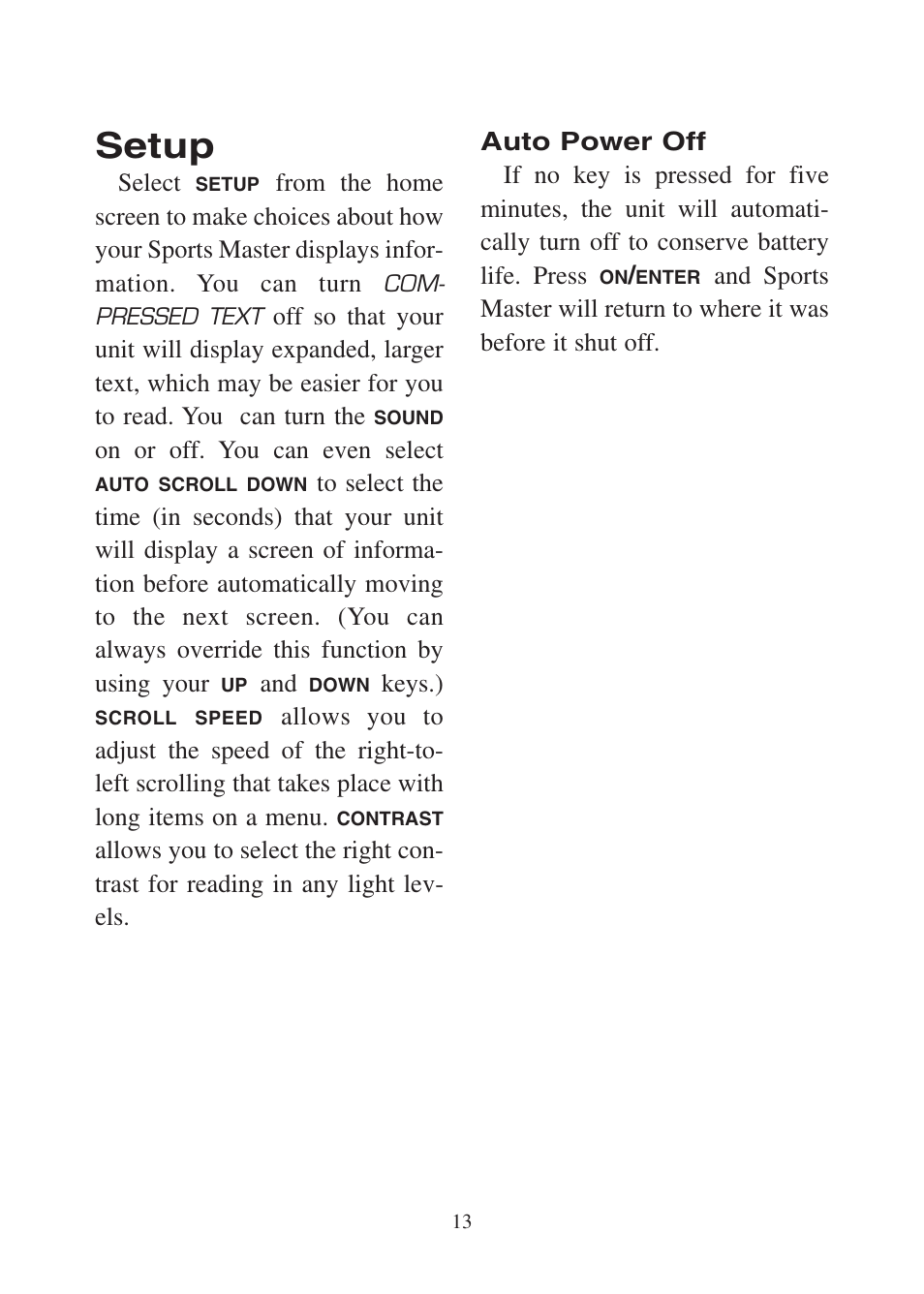 Setup | Excalibur electronic FX200 User Manual | Page 13 / 16