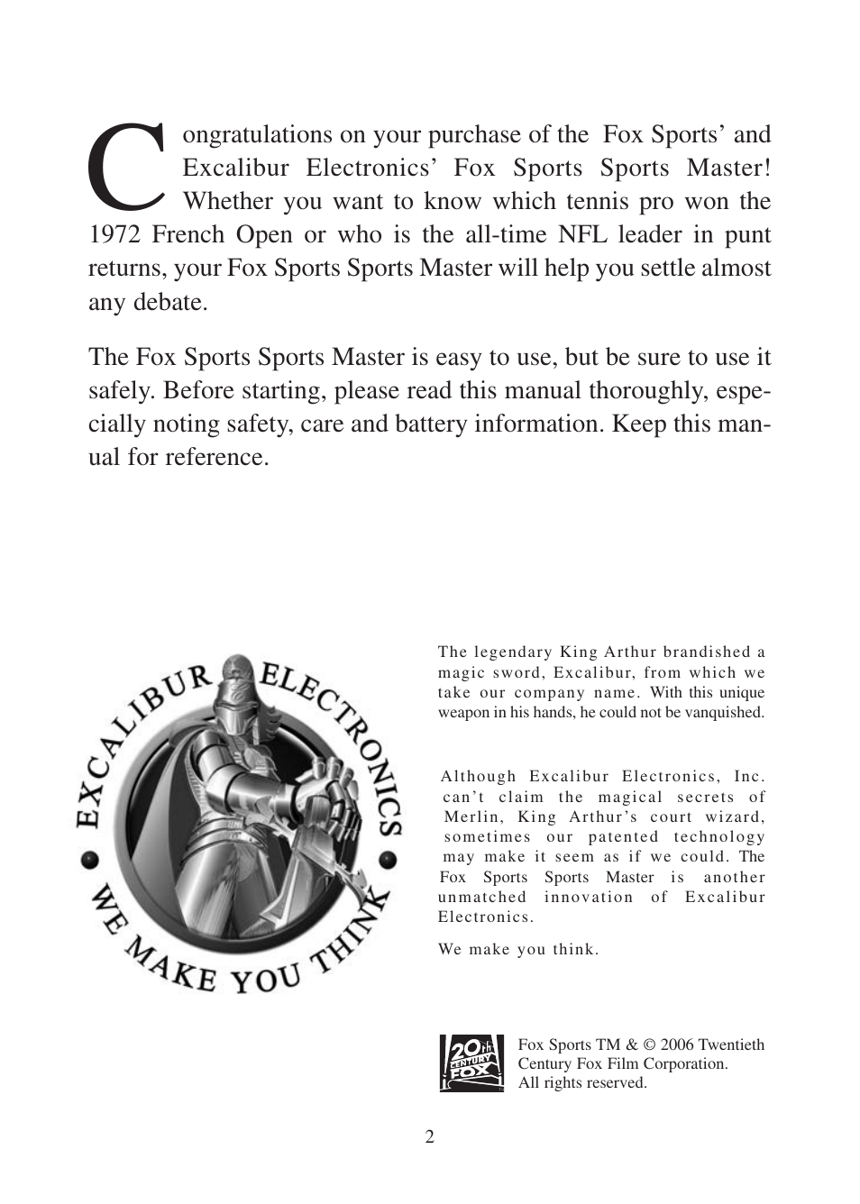 Excalibur electronic FX200 User Manual | Page 2 / 16
