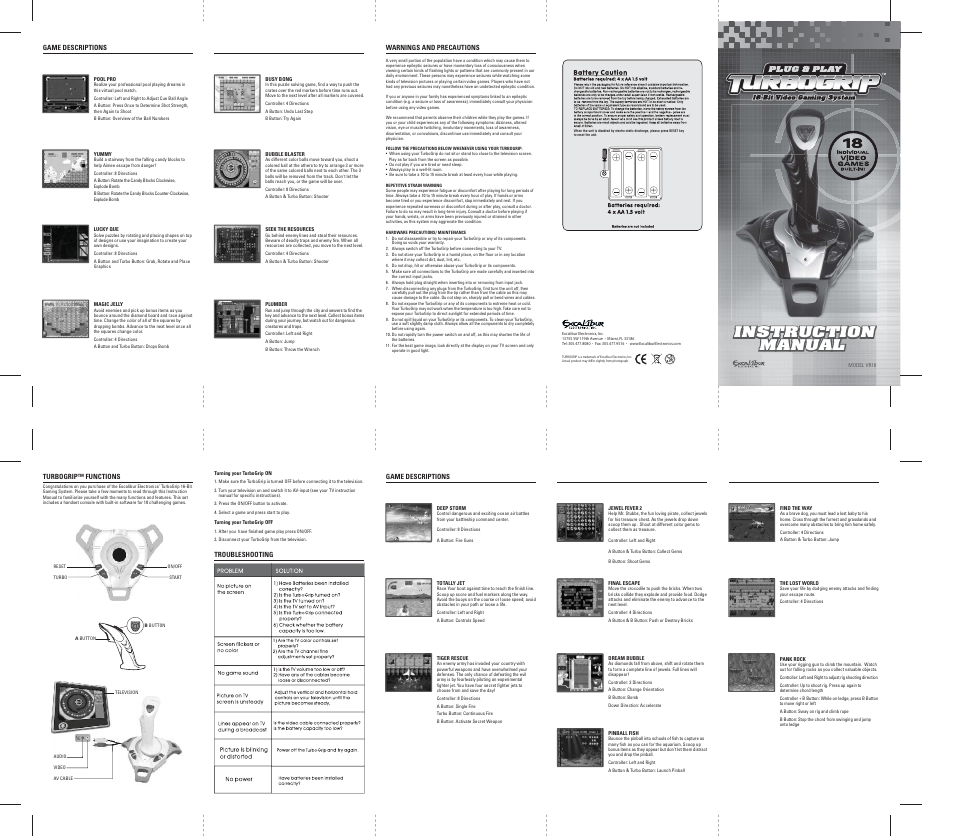 Excalibur electronic TurboGrip VR18 User Manual | 1 page