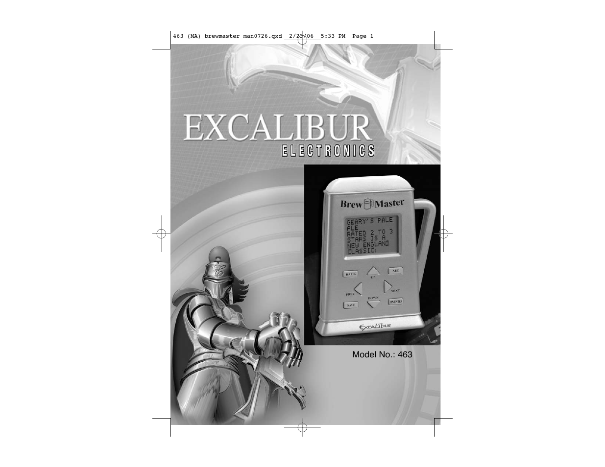Excalibur electronic Brew Master 463 User Manual | 10 pages