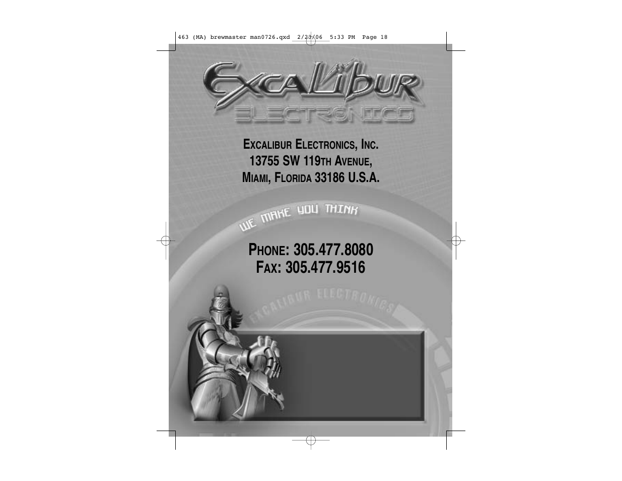 Play games live at, 8080 f | Excalibur electronic Brew Master 463 User Manual | Page 10 / 10