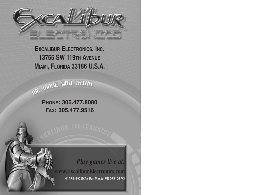 Play games live at | Excalibur electronic 414PE-BK User Manual | Page 11 / 11