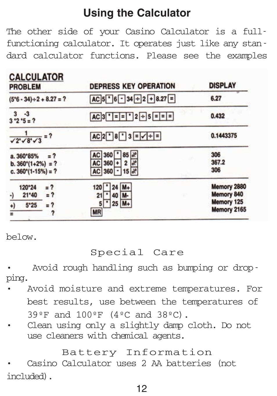 Excalibur electronic 394-P-CS-WSOP User Manual | Page 12 / 15
