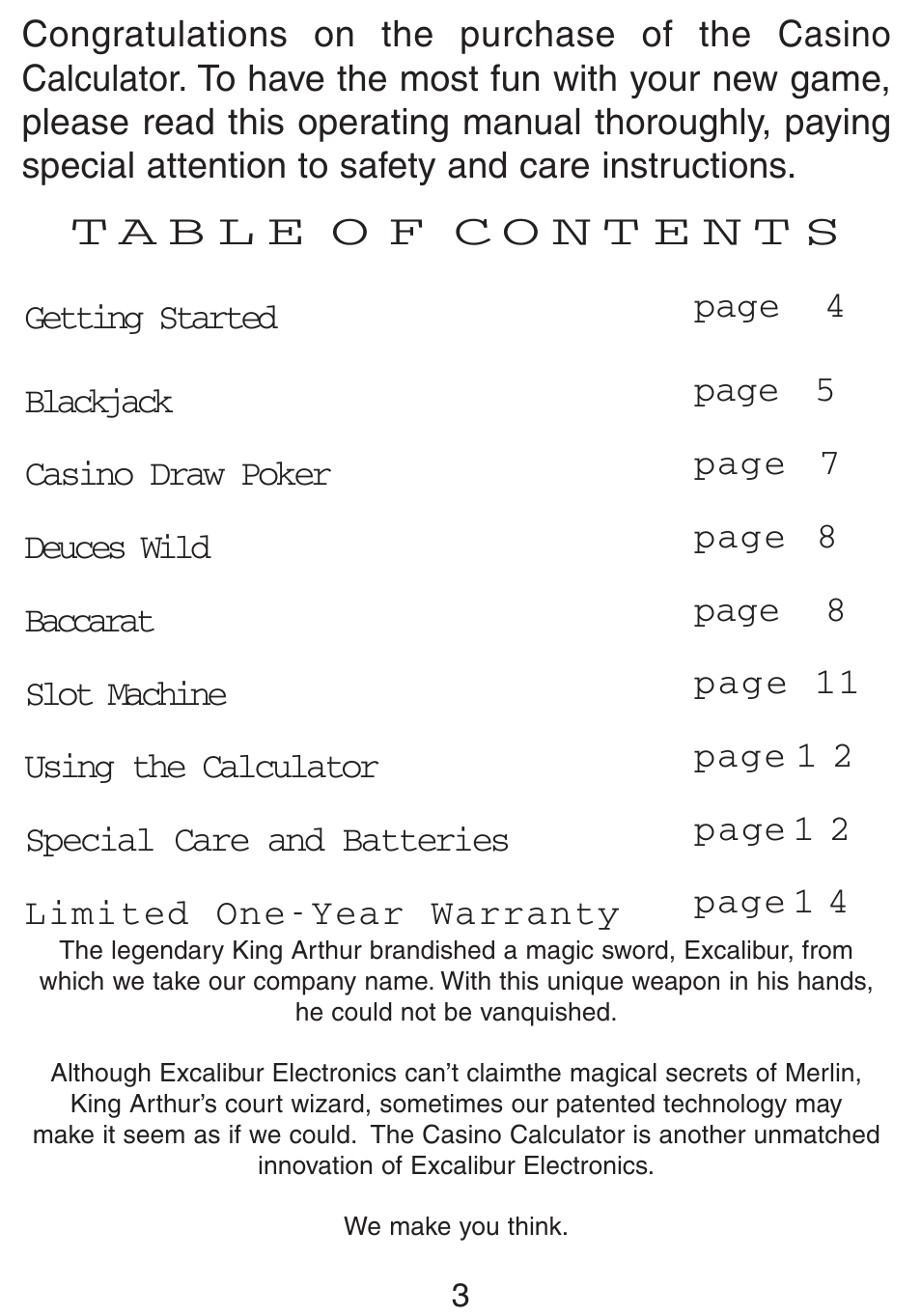 Excalibur electronic 394-P-CS-WSOP User Manual | Page 3 / 15