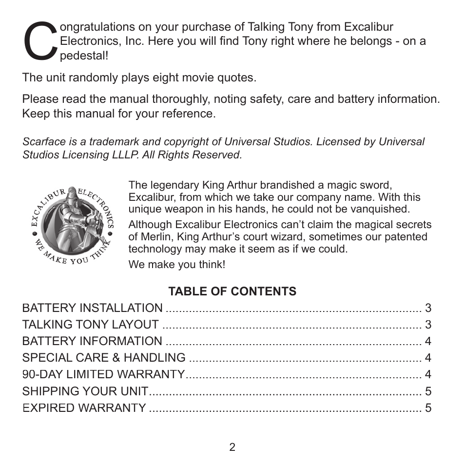 Excalibur electronic Talking Tony II SF20-2 User Manual | Page 2 / 6