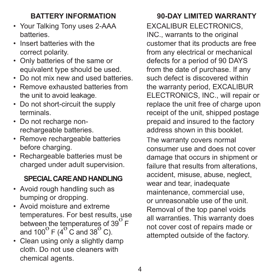 Excalibur electronic Talking Tony II SF20-2 User Manual | Page 4 / 6