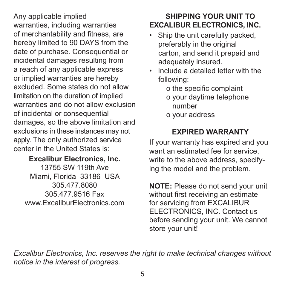 Excalibur electronic Talking Tony II SF20-2 User Manual | Page 5 / 6