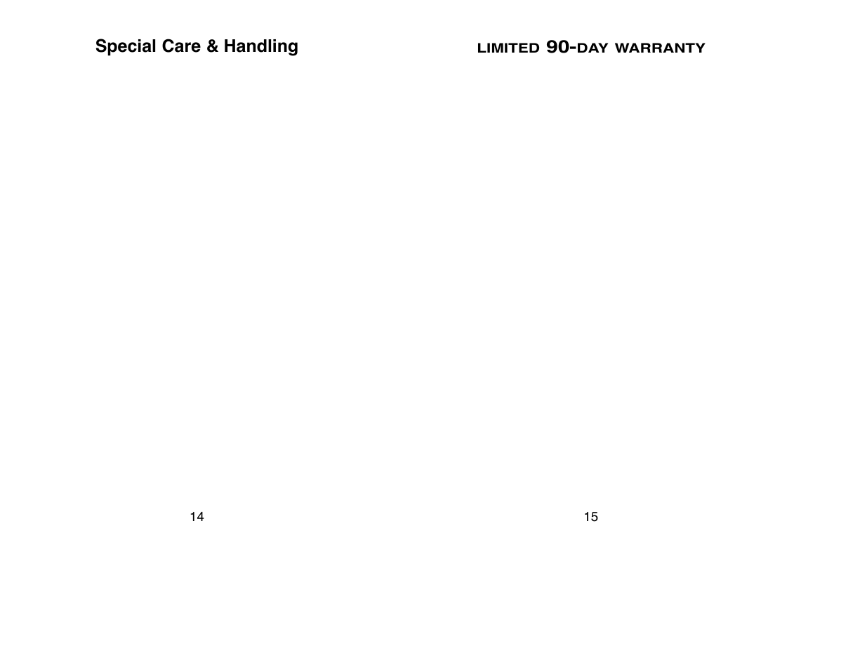 Special care & handling | Excalibur electronic NY90 User Manual | Page 8 / 9