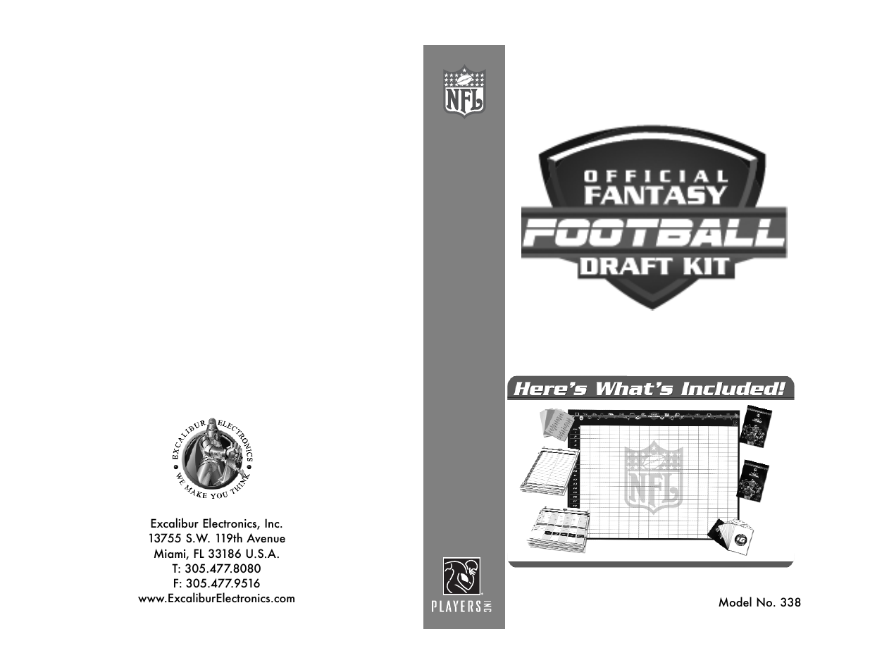 Excalibur electronic The NFL Official Fantasy Football Draft Kit 338 User Manual | 2 pages