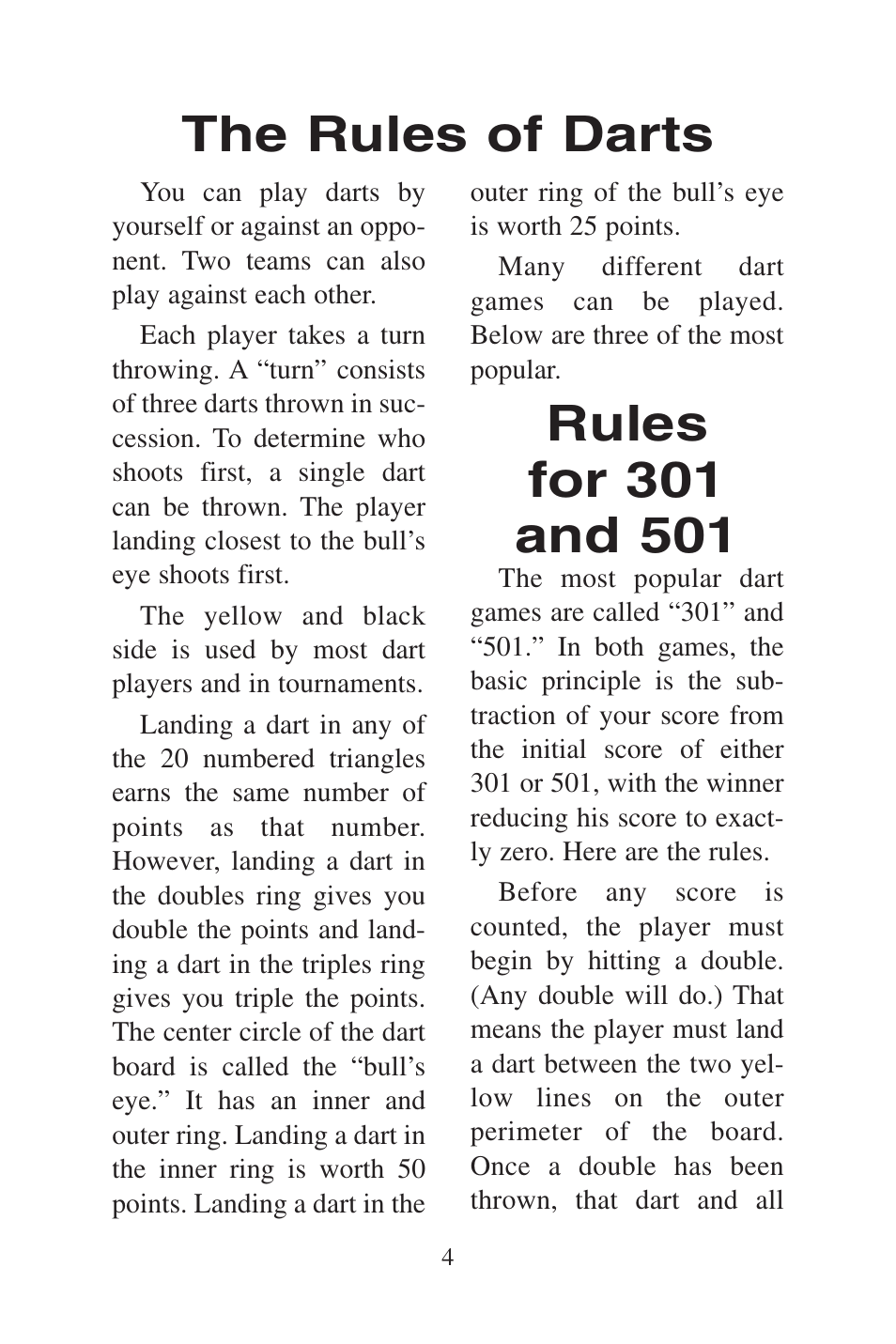 The rules of darts | Excalibur electronic Corona Dart Board PL26 User Manual | Page 4 / 8