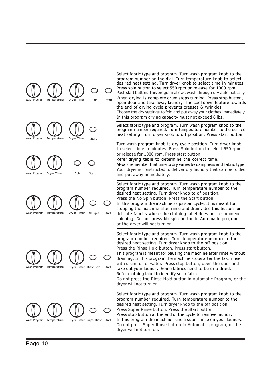 How to operate your washer dryer, Page 10 | EdgeStar CENELEC CW1200 User Manual | Page 10 / 24