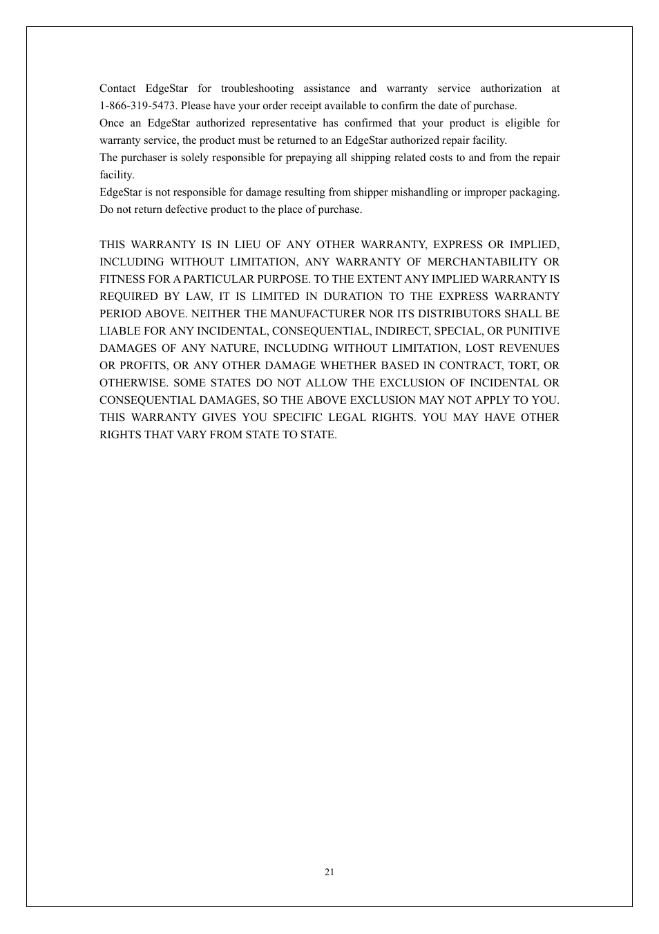 EdgeStar AP310SS User Manual | Page 22 / 23