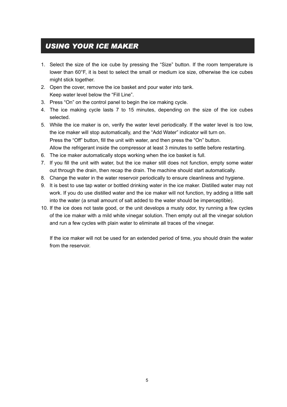 Using your ice maker | EdgeStar IP300P User Manual | Page 7 / 10