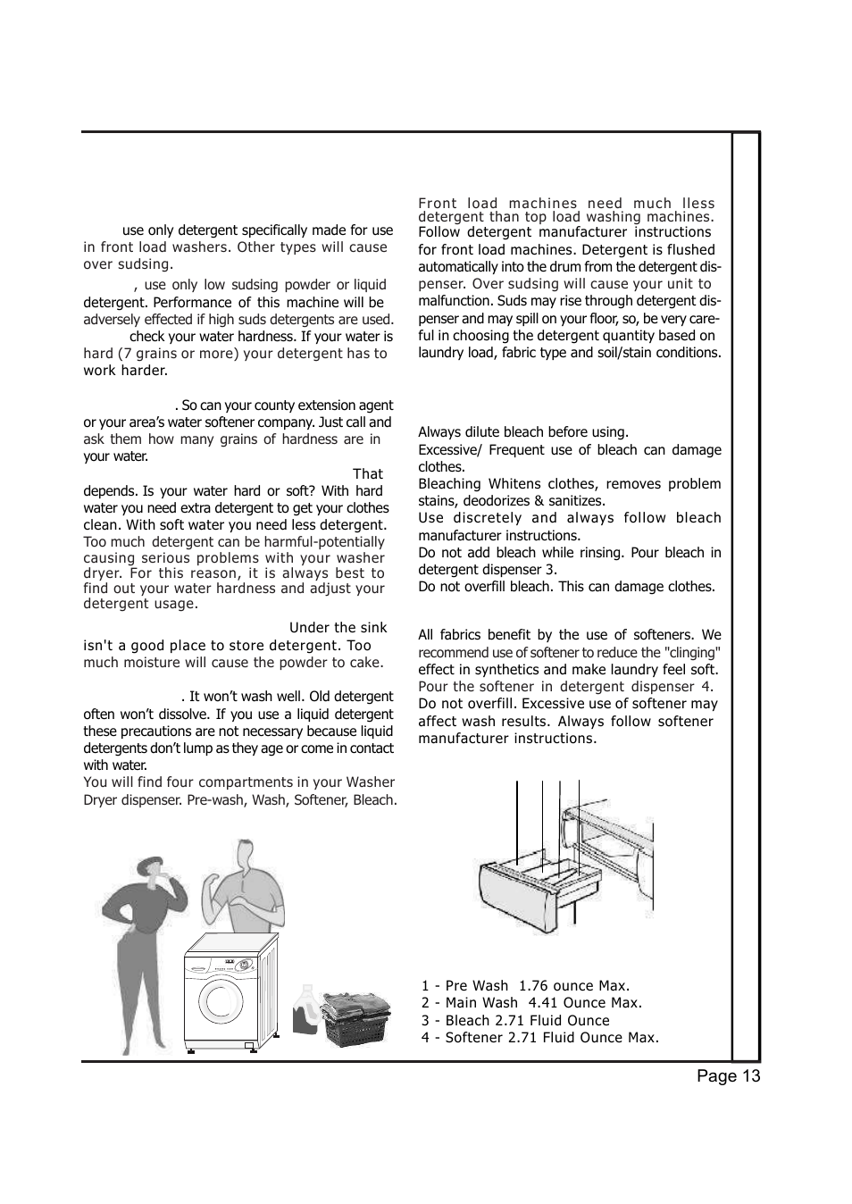 Detergent guide, Page 13, 1 2 3 4 detergent guide | EdgeStar Model CW 2200 User Manual | Page 13 / 24