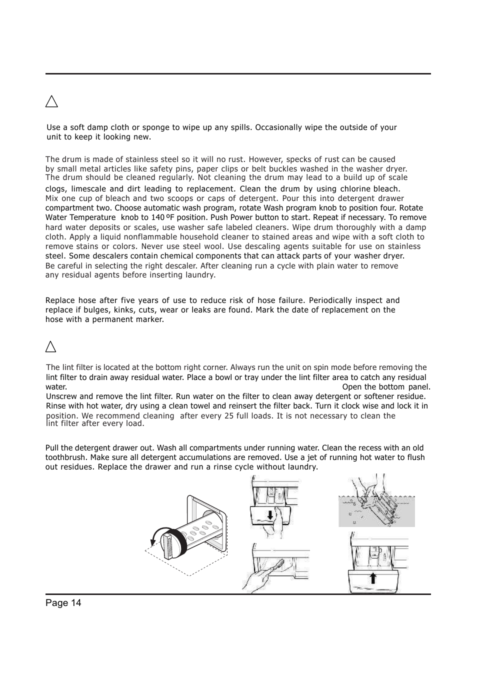 Care and cleaning | EdgeStar Model CW 2200 User Manual | Page 14 / 24