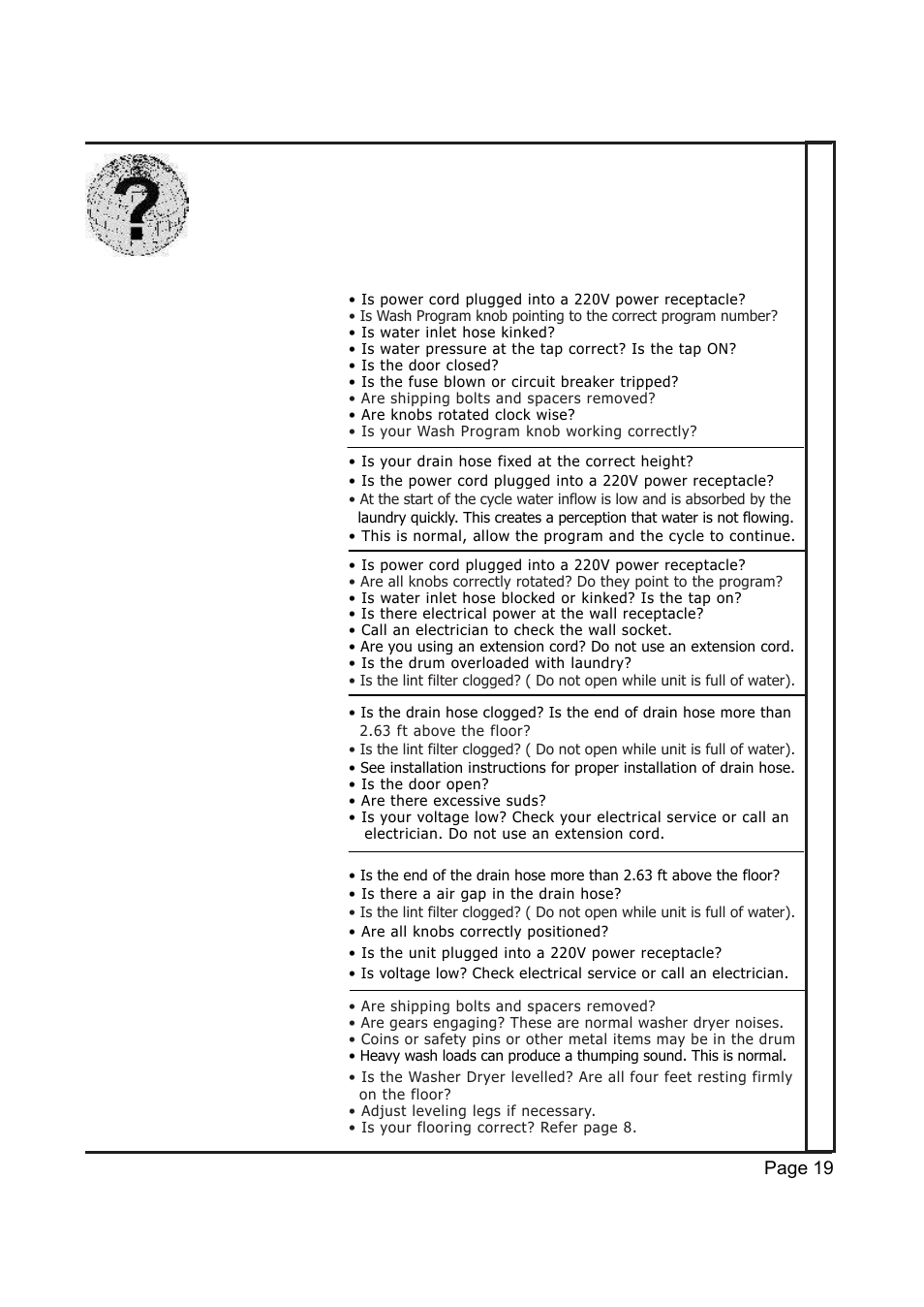 Questions? use this troubleshooting guide | EdgeStar Model CW 2200 User Manual | Page 19 / 24