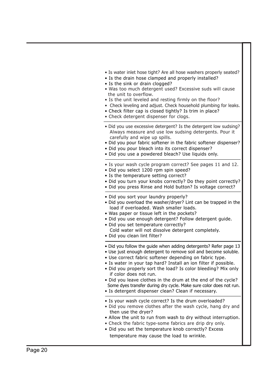 Troubleshooting guide | EdgeStar Model CW 2200 User Manual | Page 20 / 24