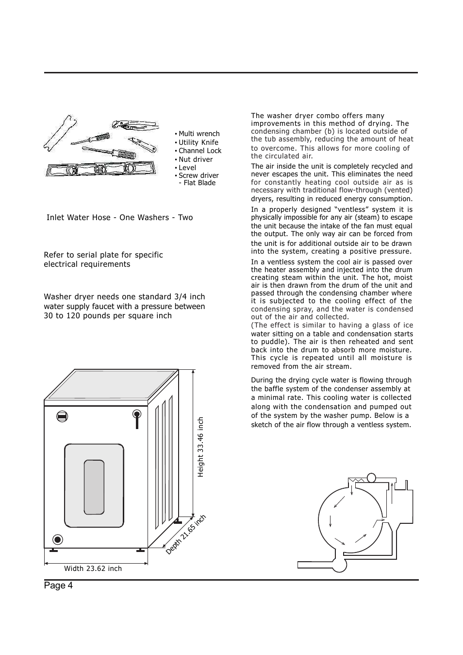 Installation sheet, Page 4, Electrical | Water | EdgeStar Model CW 2200 User Manual | Page 4 / 24