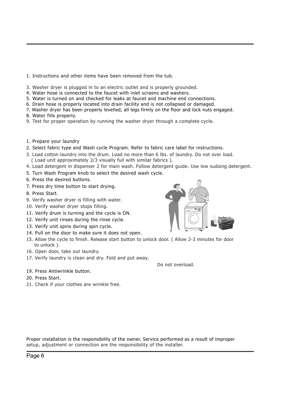 Installation sheet, Step 3 final installation check list, Test run | Page 6, Warning | EdgeStar Model CW 2200 User Manual | Page 6 / 24