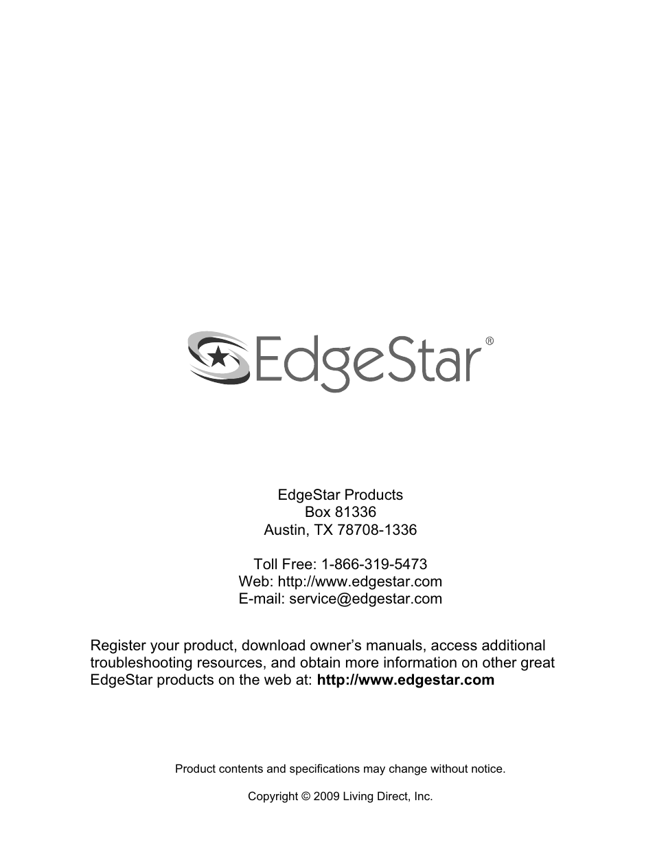EdgeStar DWP60ES User Manual | Page 24 / 24