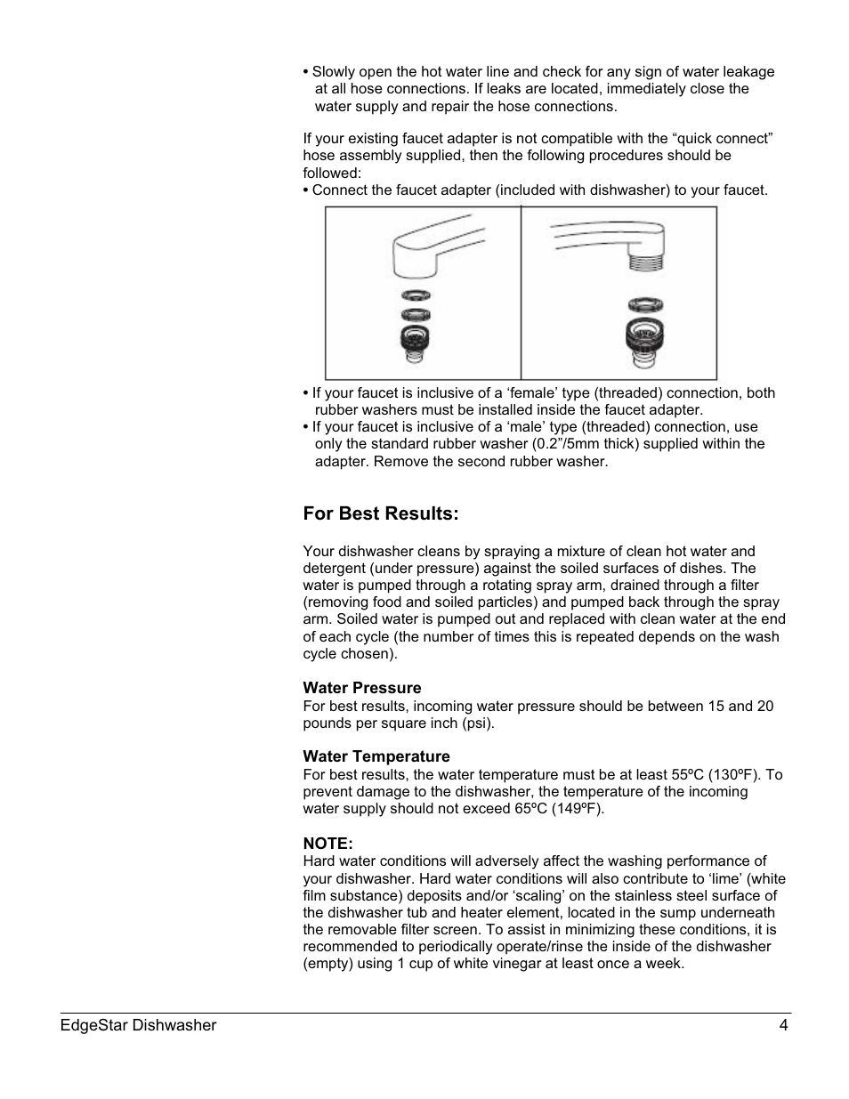 For best results | EdgeStar DWP60ES User Manual | Page 8 / 24