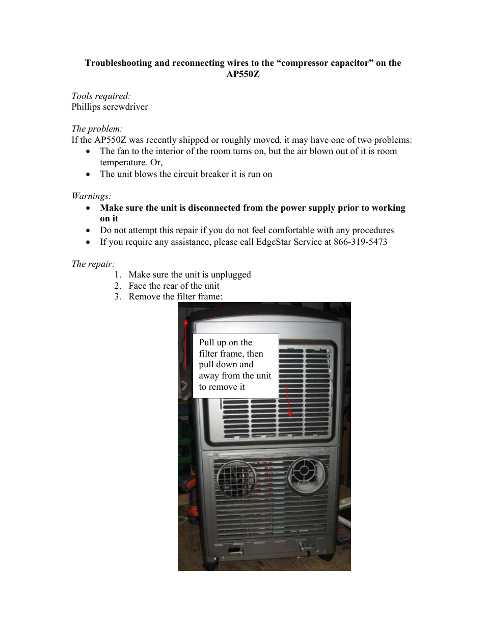 EdgeStar AP550Z User Manual | 5 pages