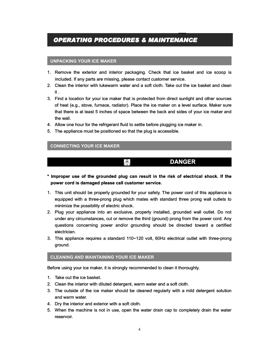 Danger | EdgeStar IP210SS User Manual | Page 6 / 13