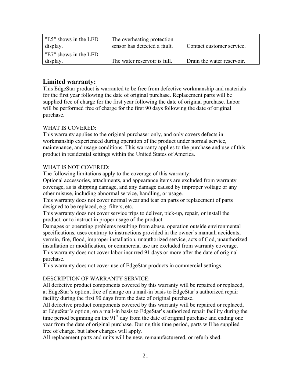 EdgeStar AP410HS User Manual | Page 22 / 24