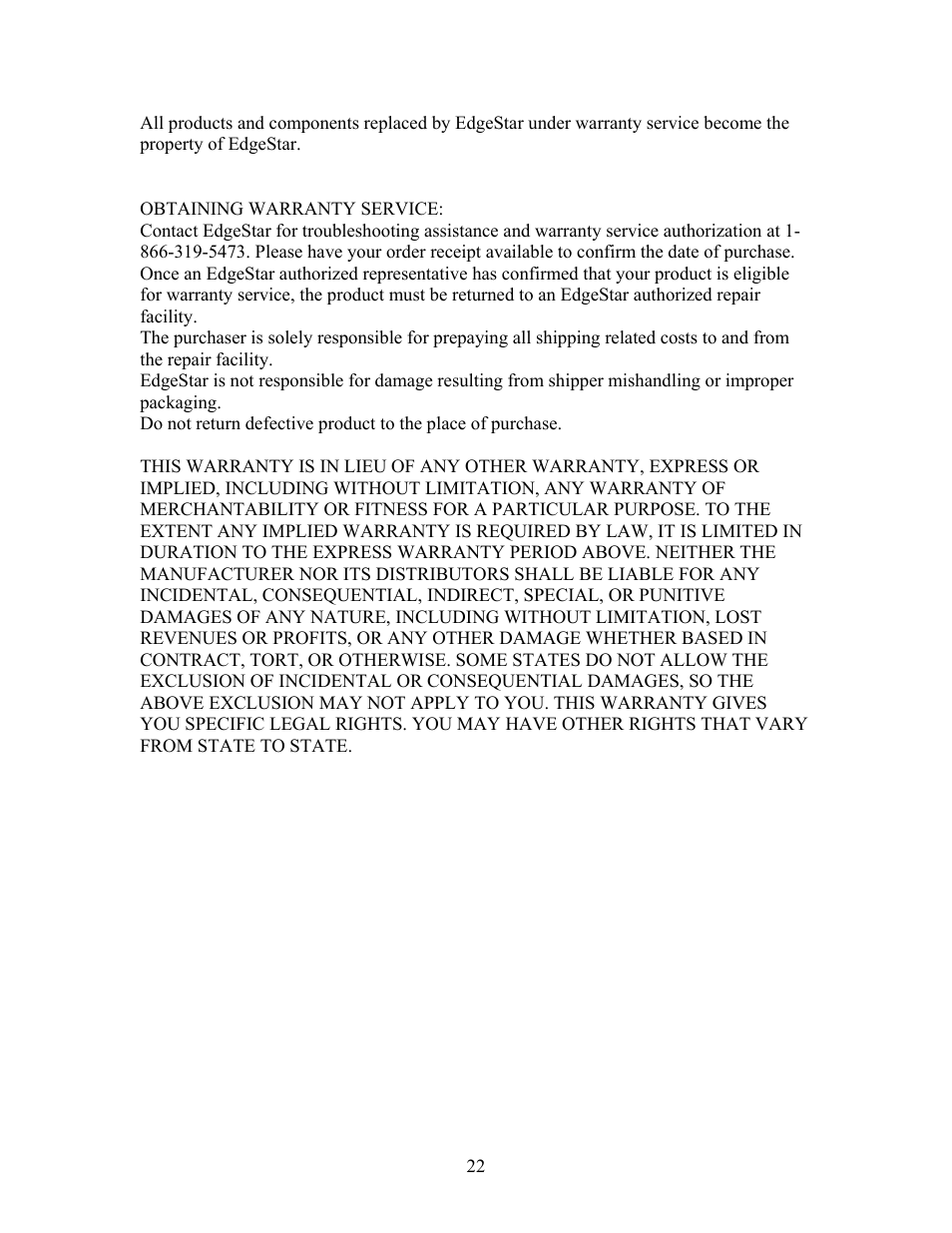 EdgeStar AP410HS User Manual | Page 23 / 24