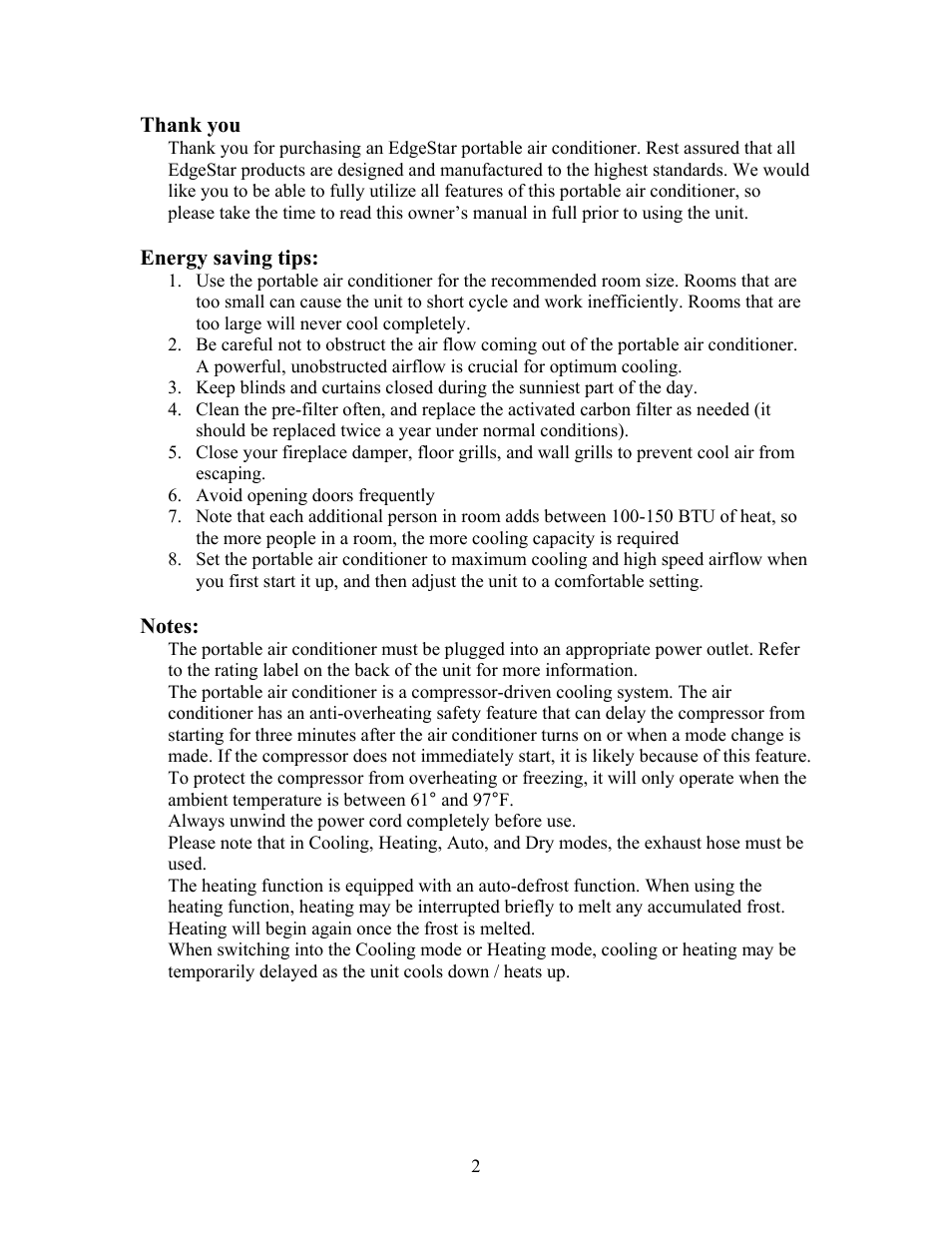 EdgeStar AP410HS User Manual | Page 3 / 24