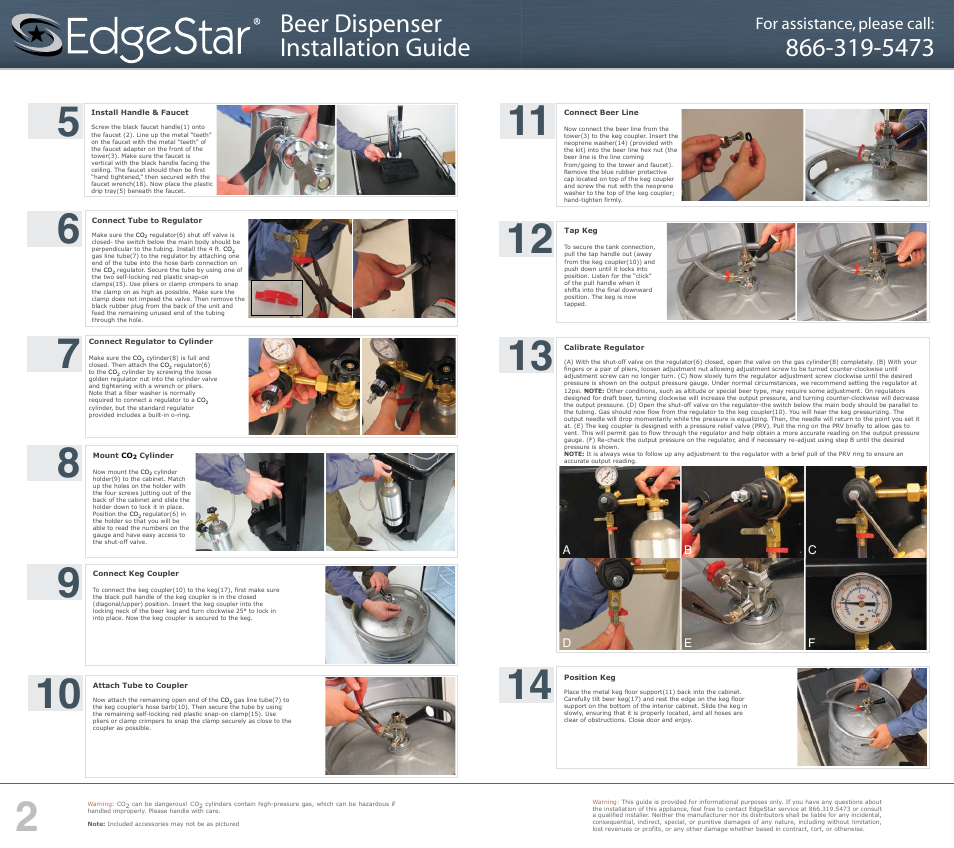 For assistance, please call | EdgeStar 866-319-5473 User Manual | Page 2 / 2