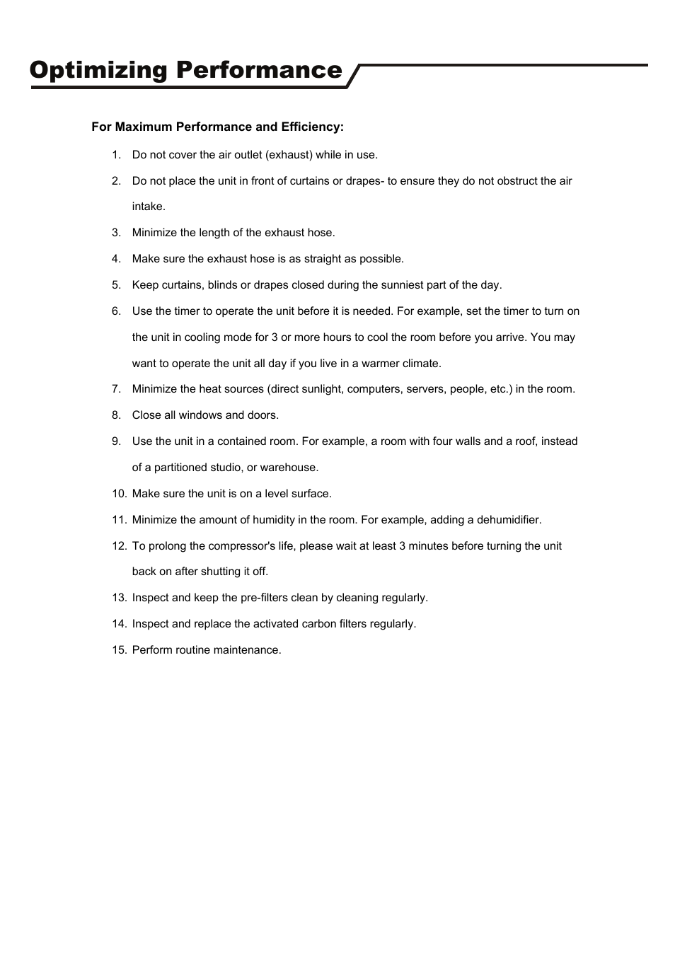 Optimizing performance | EdgeStar AP14000HS User Manual | Page 9 / 14