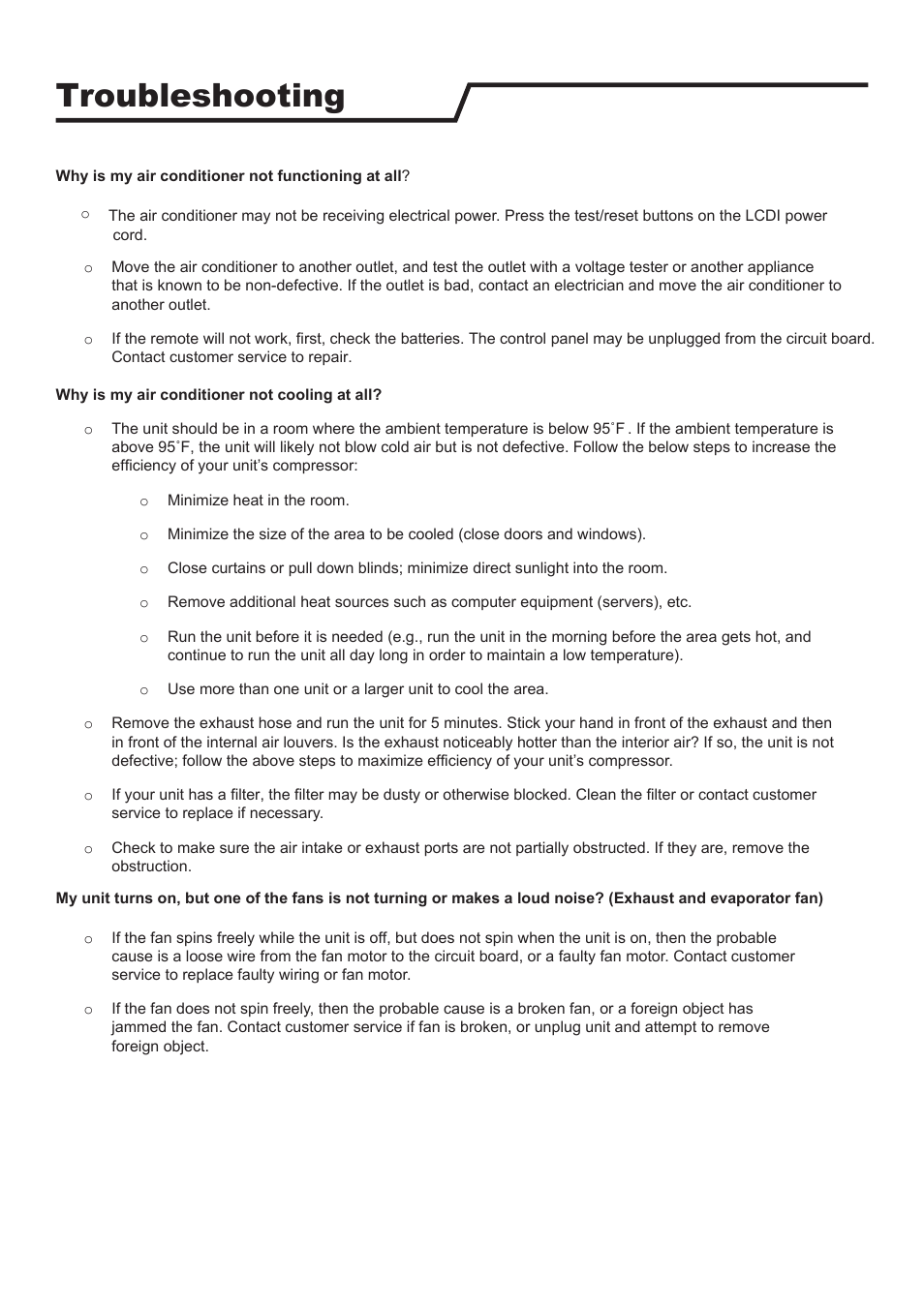 Troubleshooting | EdgeStar PAC8000S User Manual | Page 10 / 14
