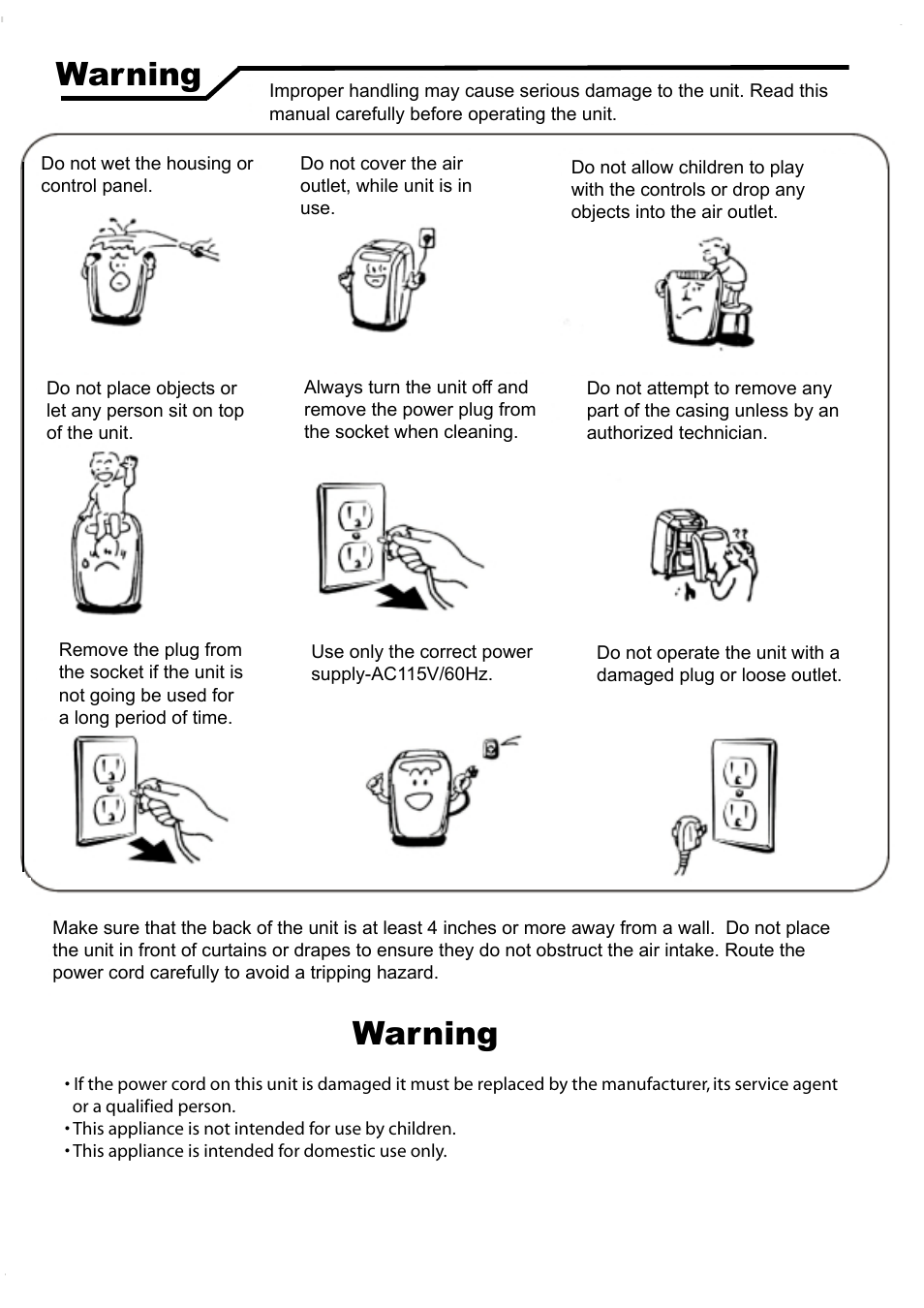 Warning | EdgeStar PAC8000S User Manual | Page 3 / 14