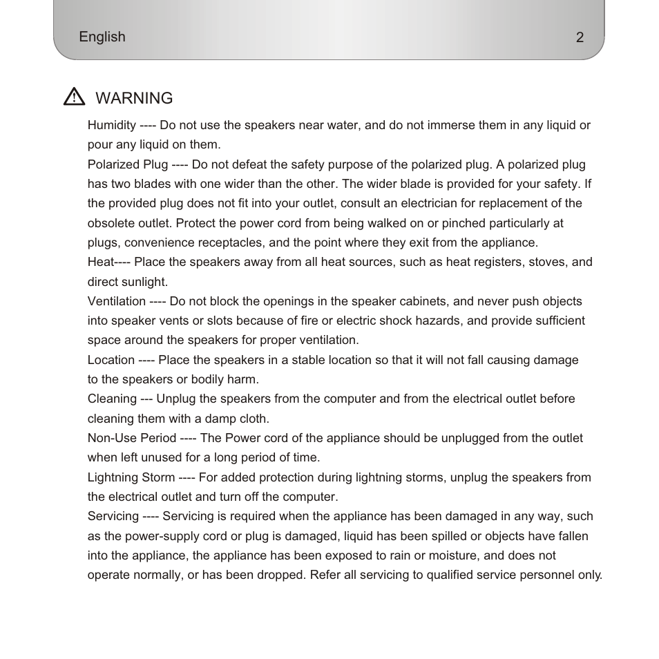 Т³гж 3, Warning | Edifier Enterprises Canada MP300 User Manual | Page 3 / 11