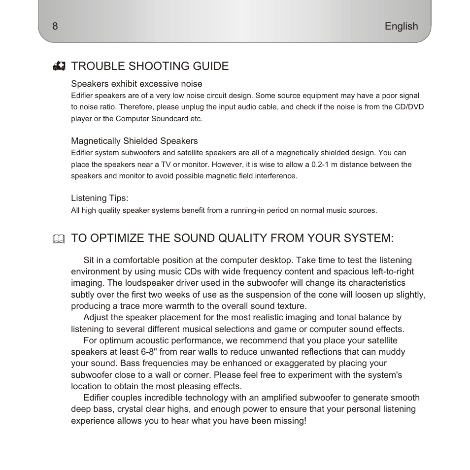 Т³гж 9, Trouble shooting guide | Edifier Enterprises Canada MP300 User Manual | Page 9 / 11