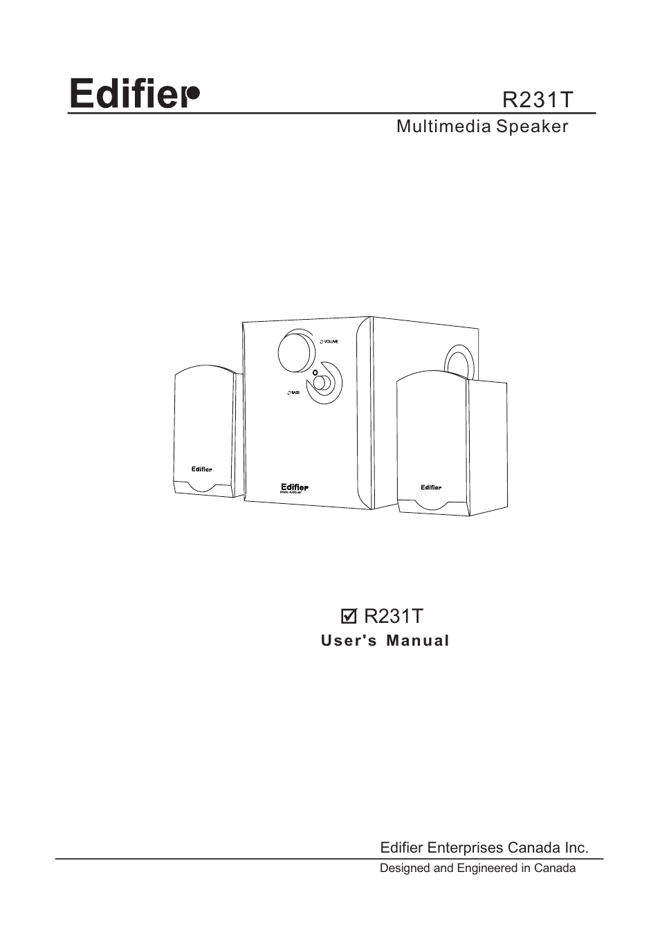 Edifier Enterprises Canada R231T User Manual | 4 pages