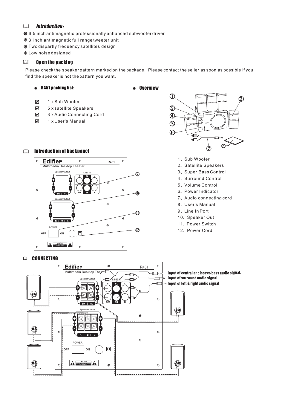 Connecting, В ю ² ½ х я | Edifier Enterprises Canada R451 User Manual | Page 3 / 4