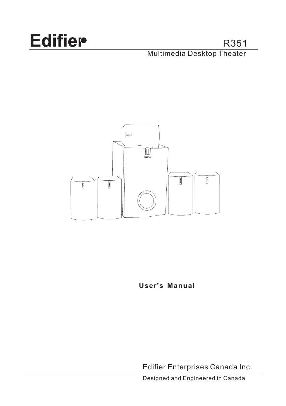 Edifier Enterprises Canada Edifier R351 User Manual | 4 pages