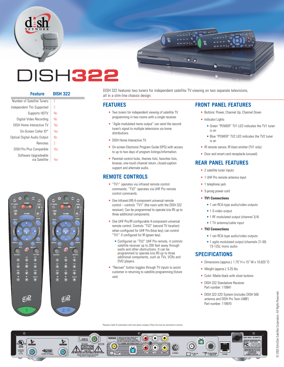 EchoStar DISH 322 User Manual | 1 page