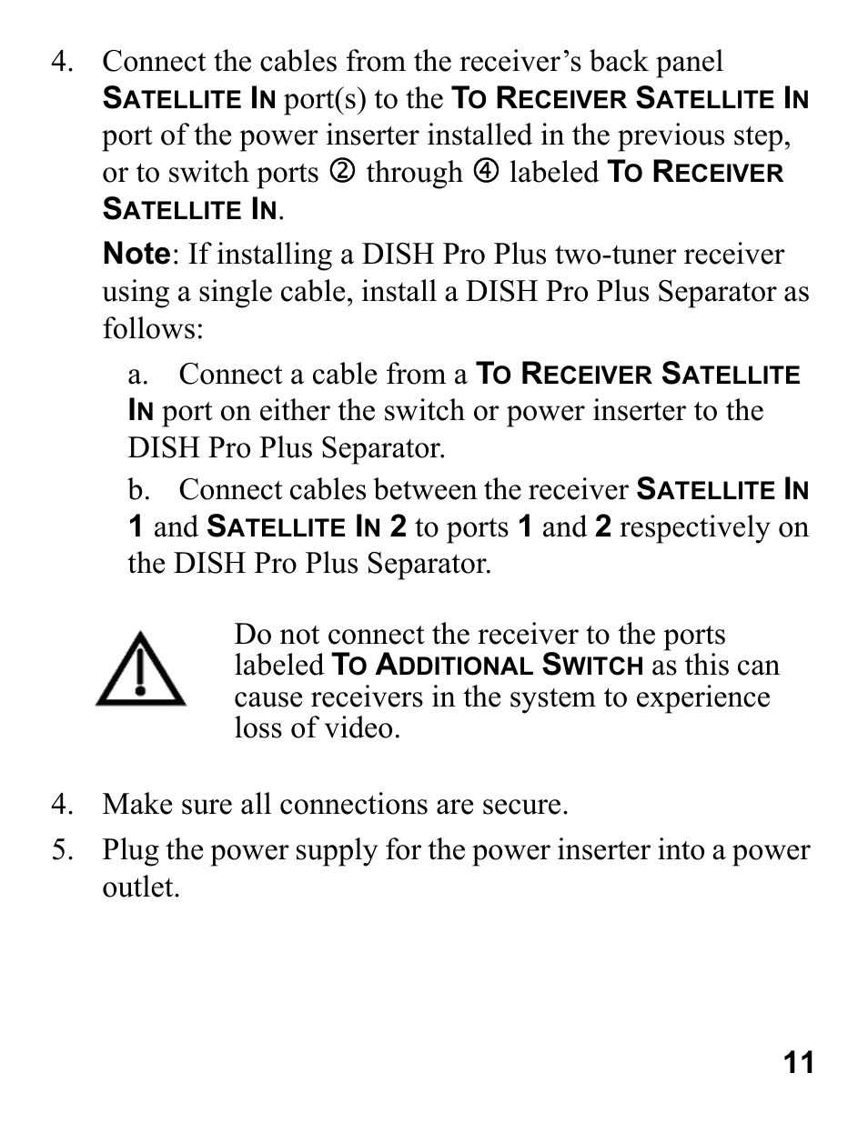 Make sure all connections are secure | EchoStar 44 User Manual | Page 10 / 24