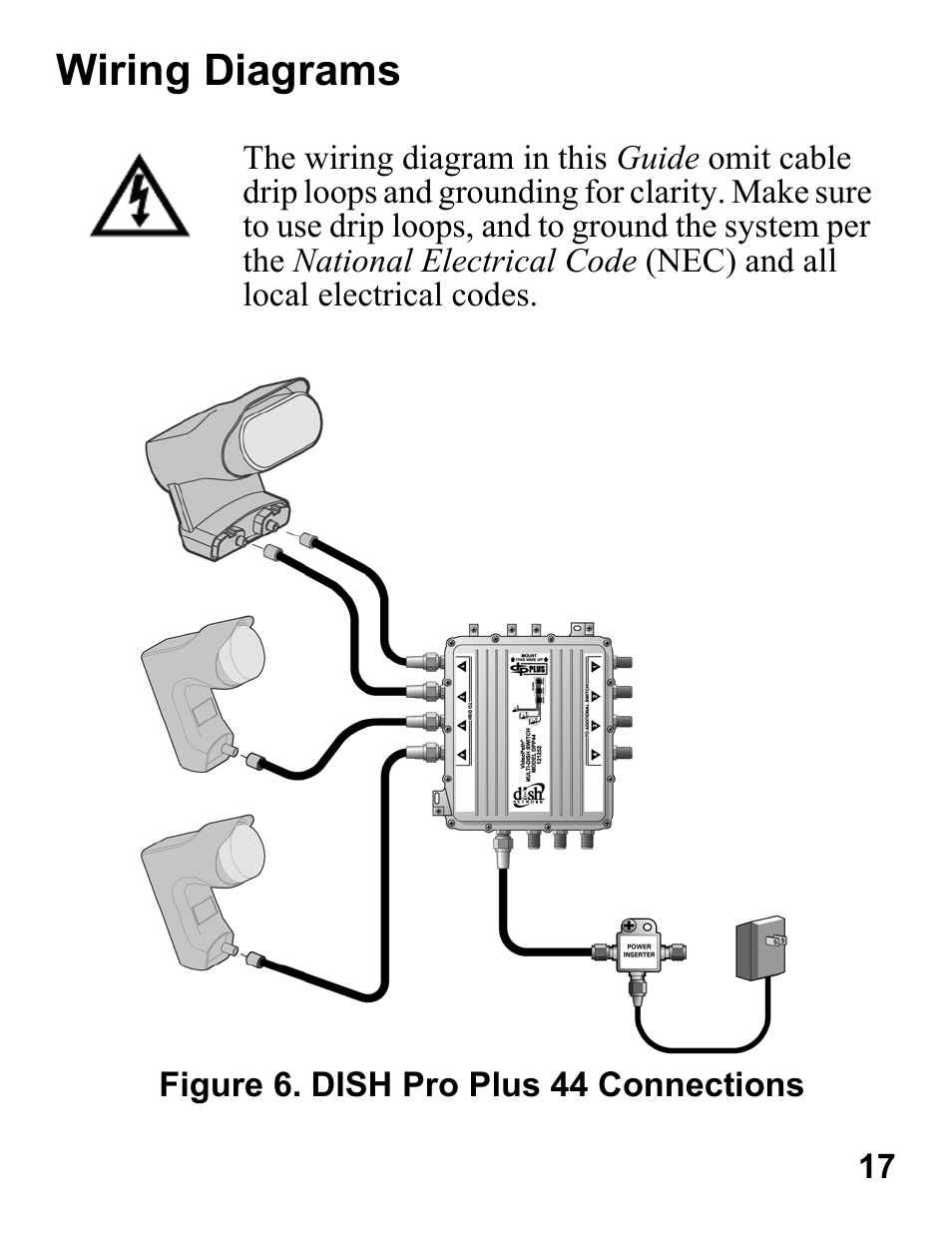 Wiring diagrams, Figure 6. dish pro plus 44 connections | EchoStar 44 User Manual | Page 16 / 24