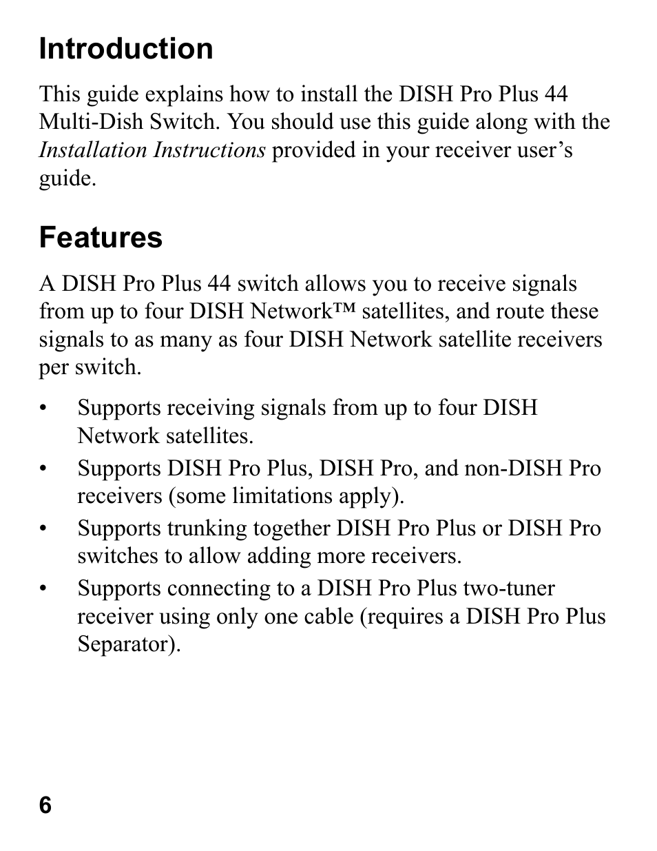 Introduction, Features | EchoStar 44 User Manual | Page 5 / 24